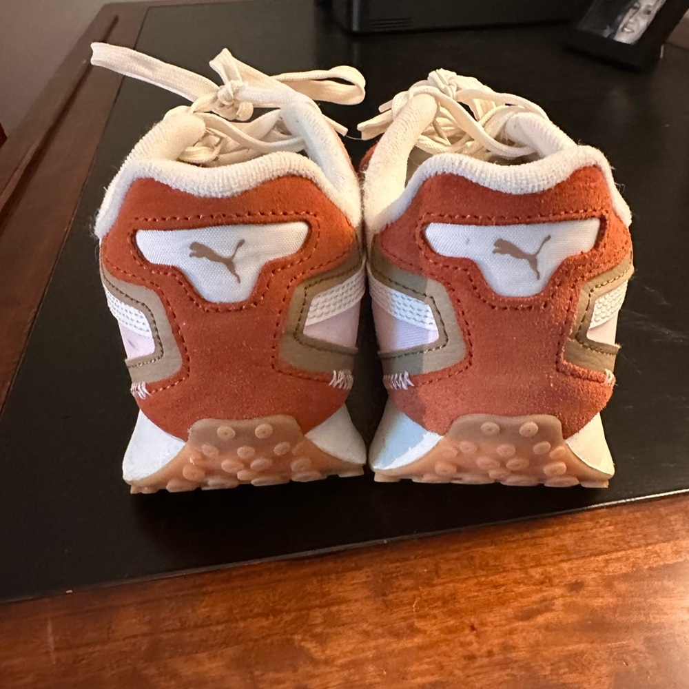 Puma Orange and White Sneakers-size 8